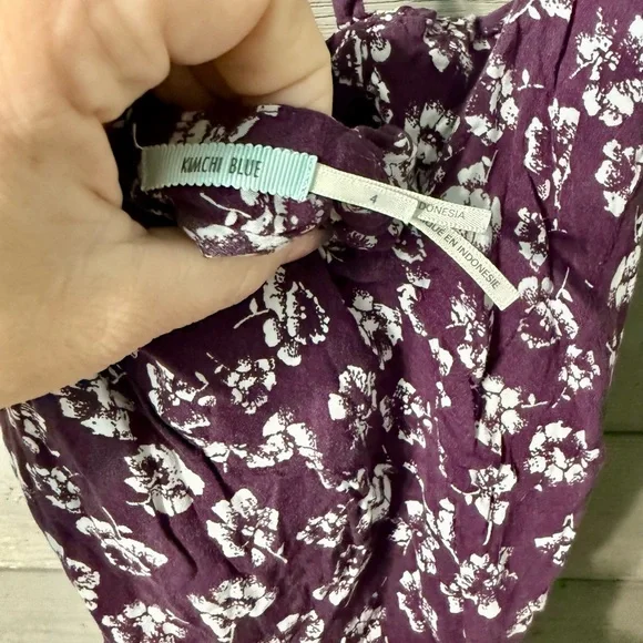 Kimchi Blue Urban Outfitters Purple White Floral Pattern Mini Dress Sz 4 Chic - Picture 11 of 12